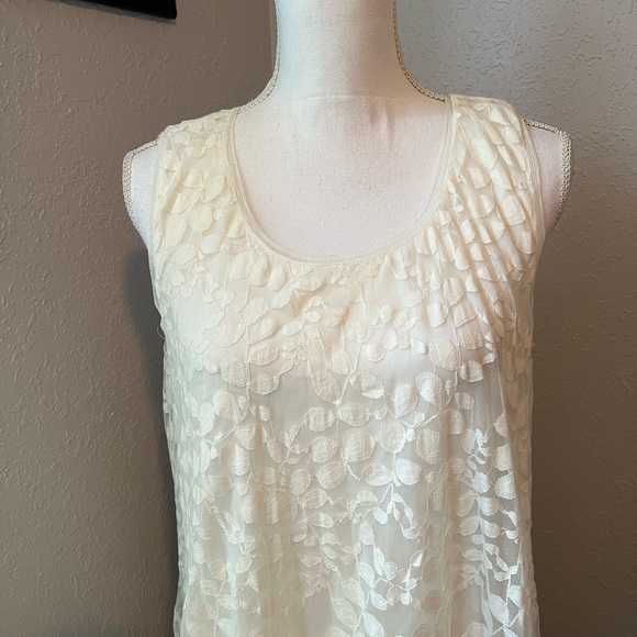 Max Studio Flowy Sleeveless Ivory Lace Dress Size Small - Picture 2 of 4